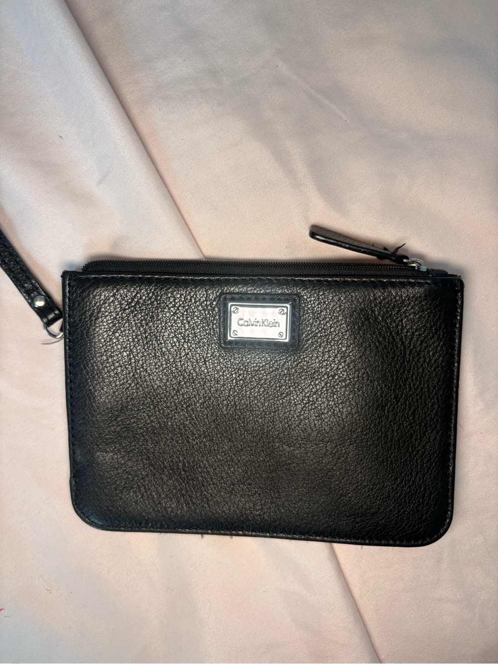 Calvin Klein Black Pebbled Wrislet Pouch